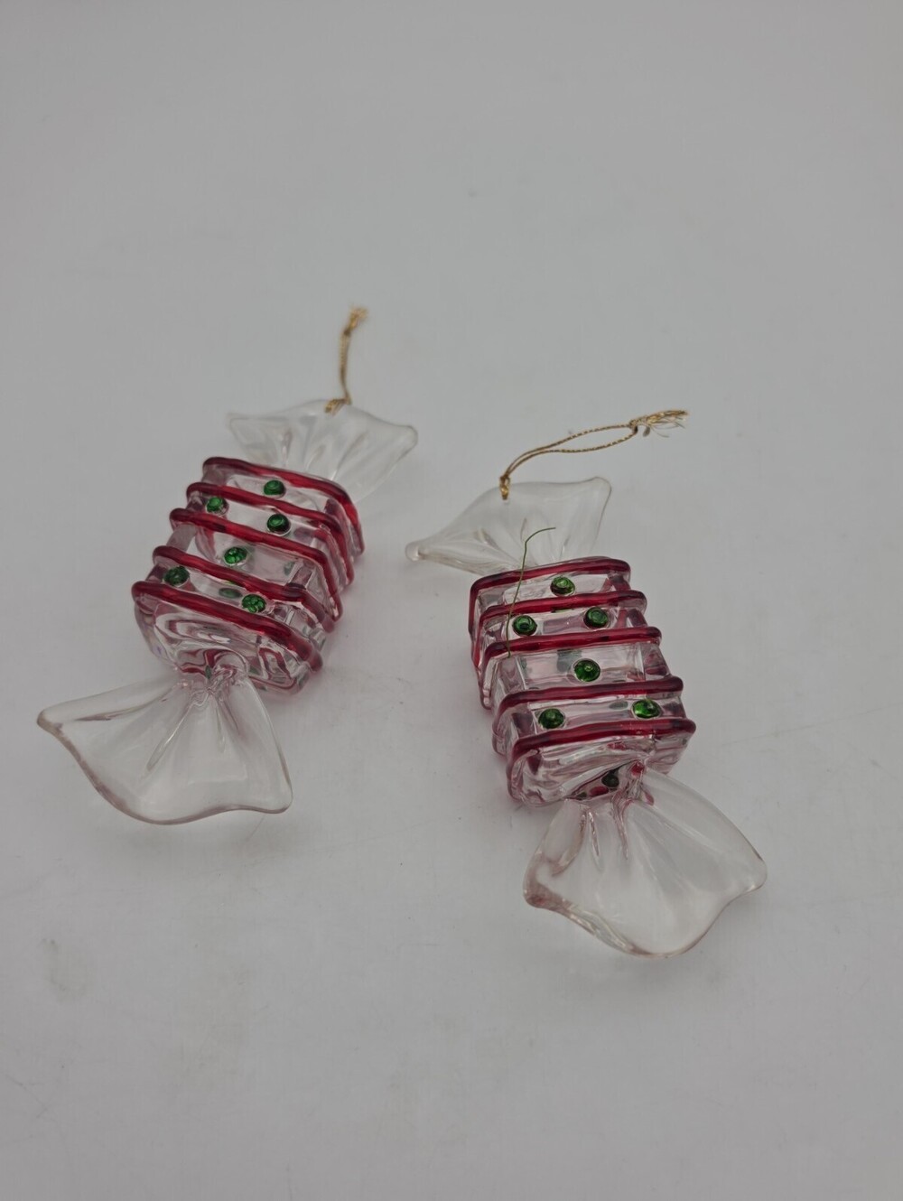 Christmas Hard Plastic Candy Ornament Red/White & Green Dots 6β
